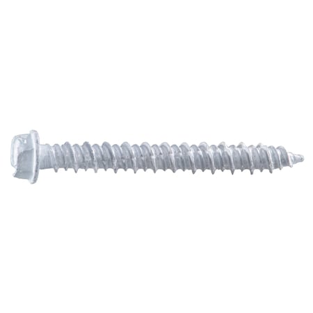 Midwest Fastener Masonry Screw, 3/16" Dia., Hex, 2 1/4 in L, Steel White Ruspert, 100 PK 54473